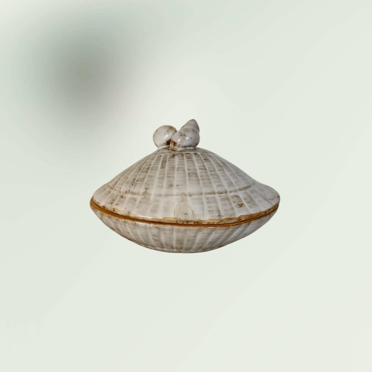 Vintage Glazed Ceramic Seashell Dish