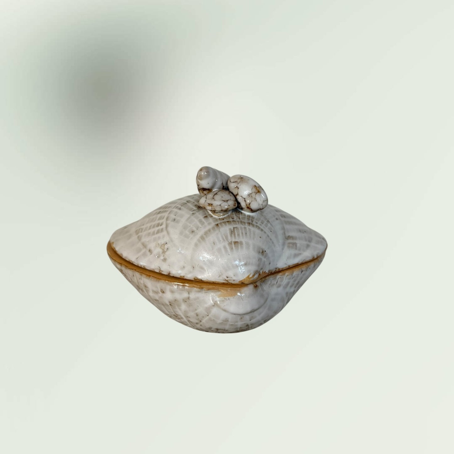 Vintage Glazed Ceramic Seashell Dish