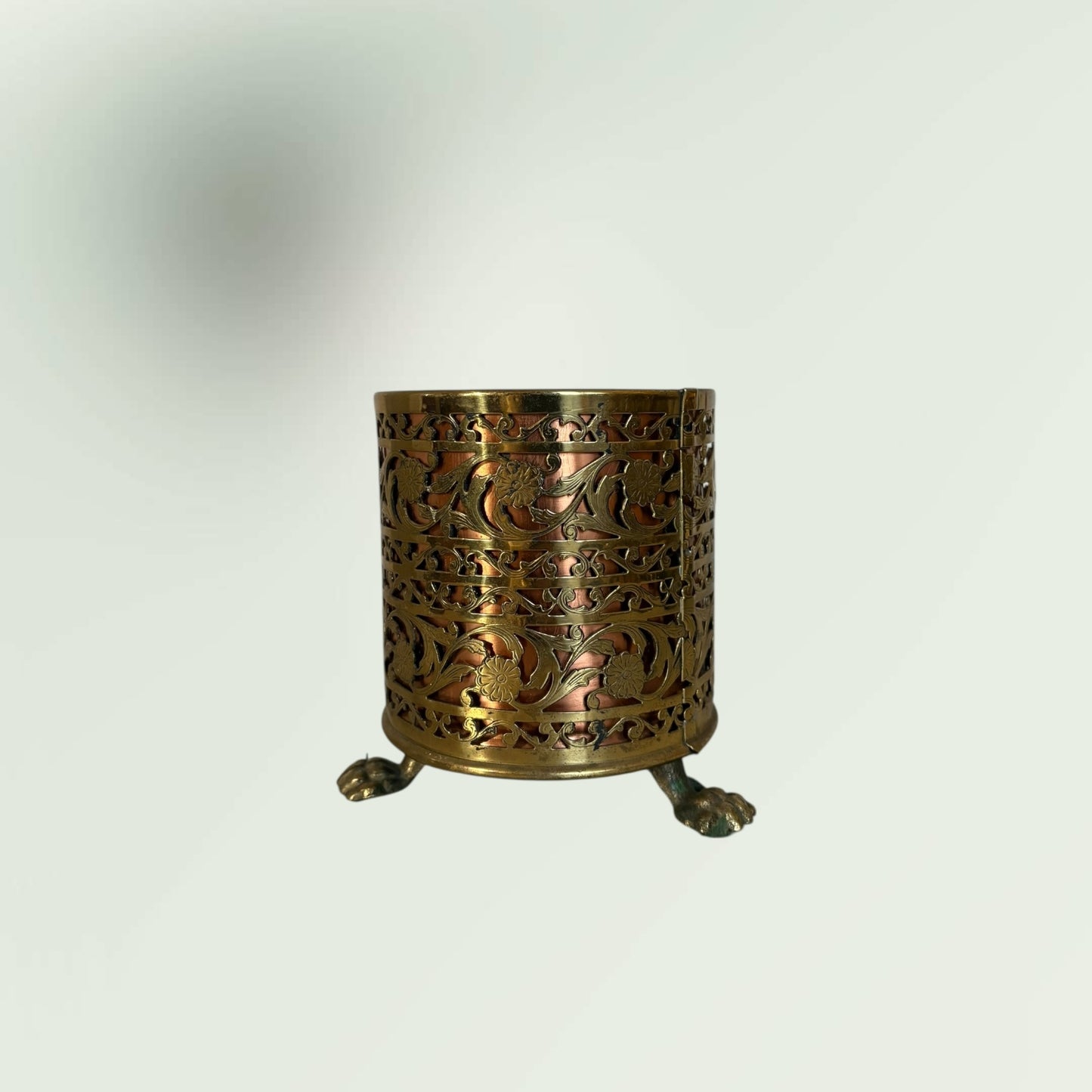 Vintage MCM Brass & Copper Footed Pot